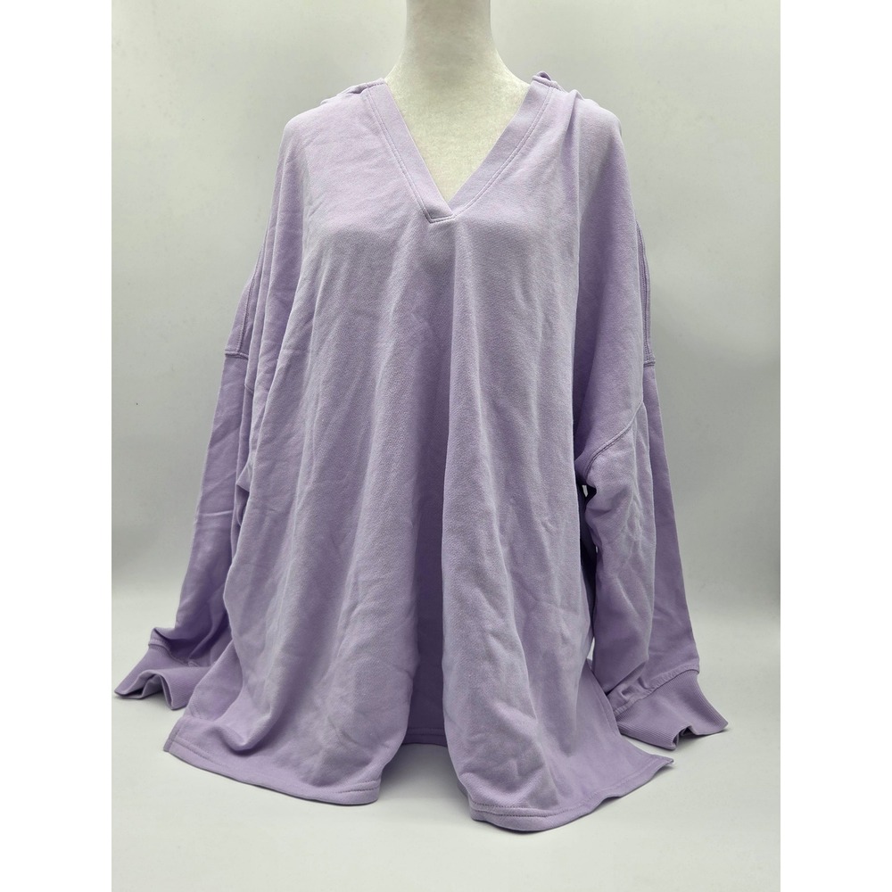 Old Navy Women's 2X Lavender Oversized V-Neck Hoodie Cotton Blend NWT 101-476